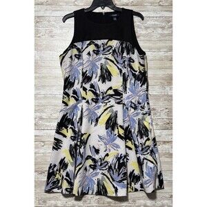 Chaps Dress Floral Womens 16 Sheath Midi Zipper Sleeveless Pockets Pleated